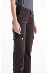 Calça White Denim Reta Cargo Plumbo