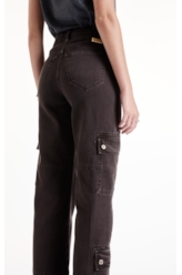 Calça White Denim Reta Cargo Plumbo