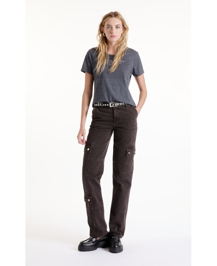 Calça White Denim Reta Cargo Plumbo