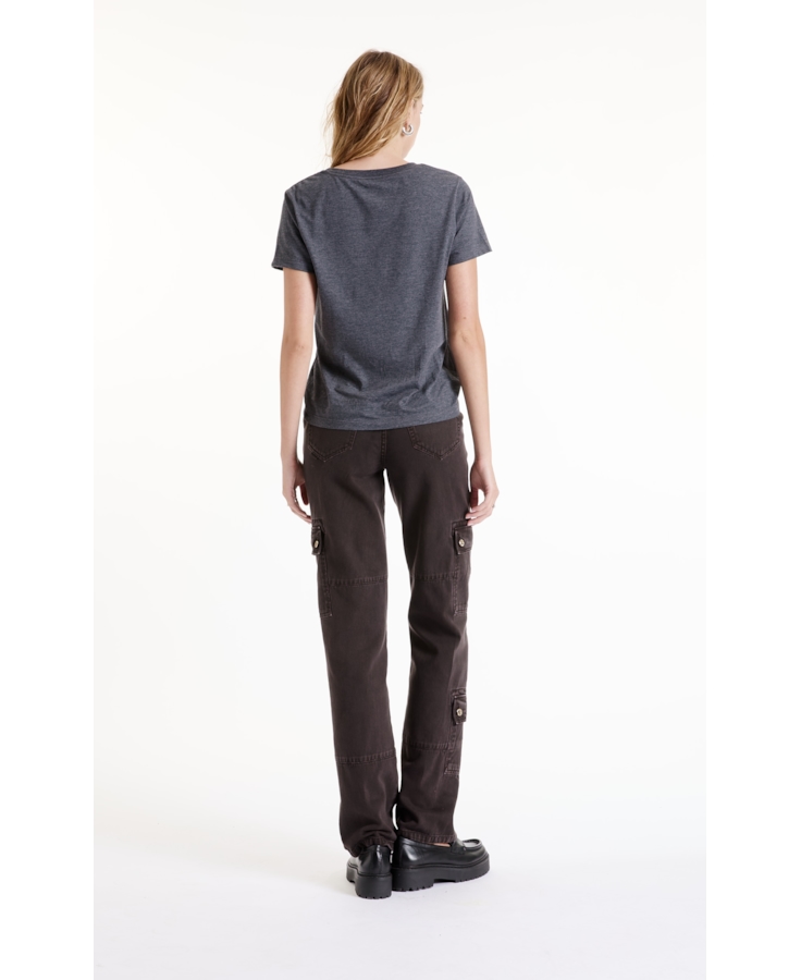Calça White Denim Reta Cargo Plumbo