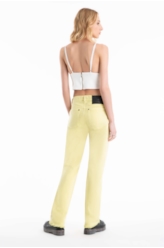 Calça White Denim Reta Pedras Citrus