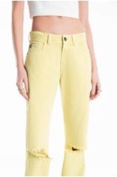 Calça White Denim Reta Pedras Citrus