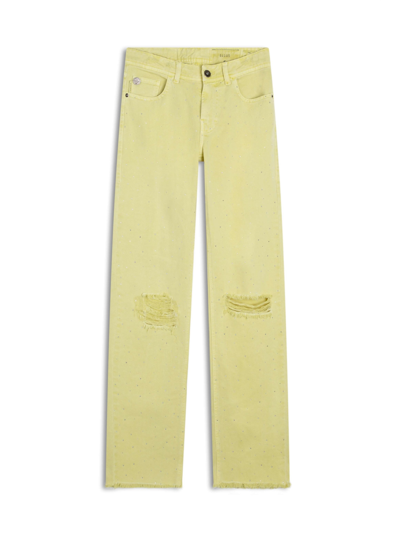 Calça White Denim Reta Pedras Citrus