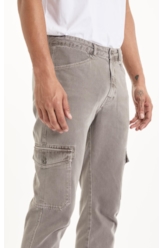Calça White Denim Slim Cargo Cinza