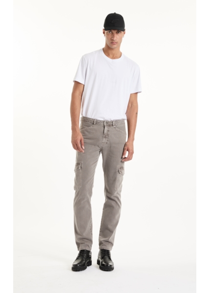 Calça White Denim Slim Cargo Cinza