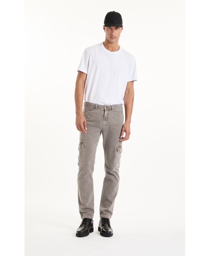 Calça White Denim Slim Cargo Cinza