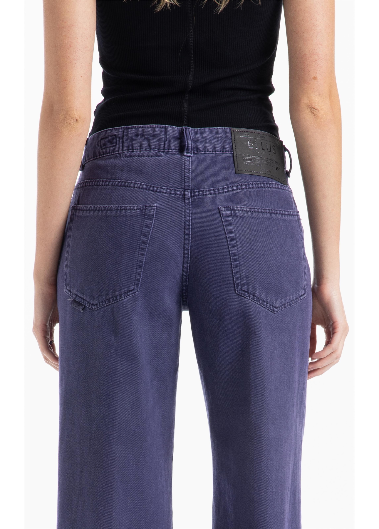 Calça White Denim Wide Leg Purple Blue