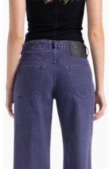 Calça White Denim Wide Leg Purple Blue