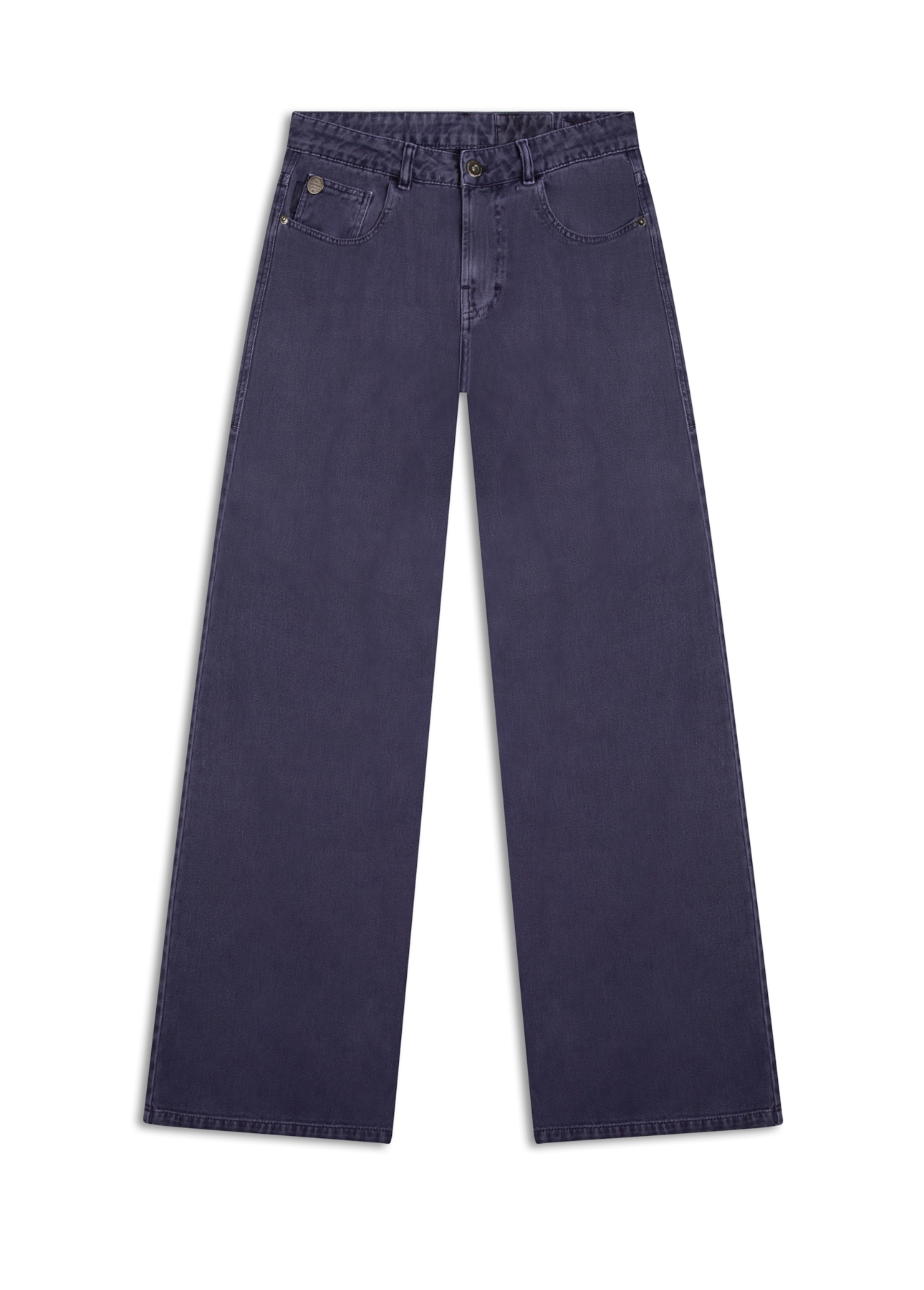 Calça White Denim Wide Leg Purple Blue