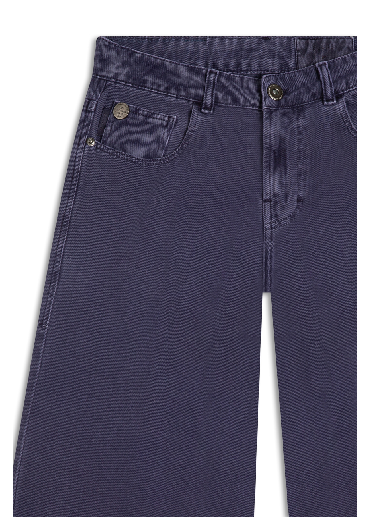 Calça White Denim Wide Leg Purple Blue