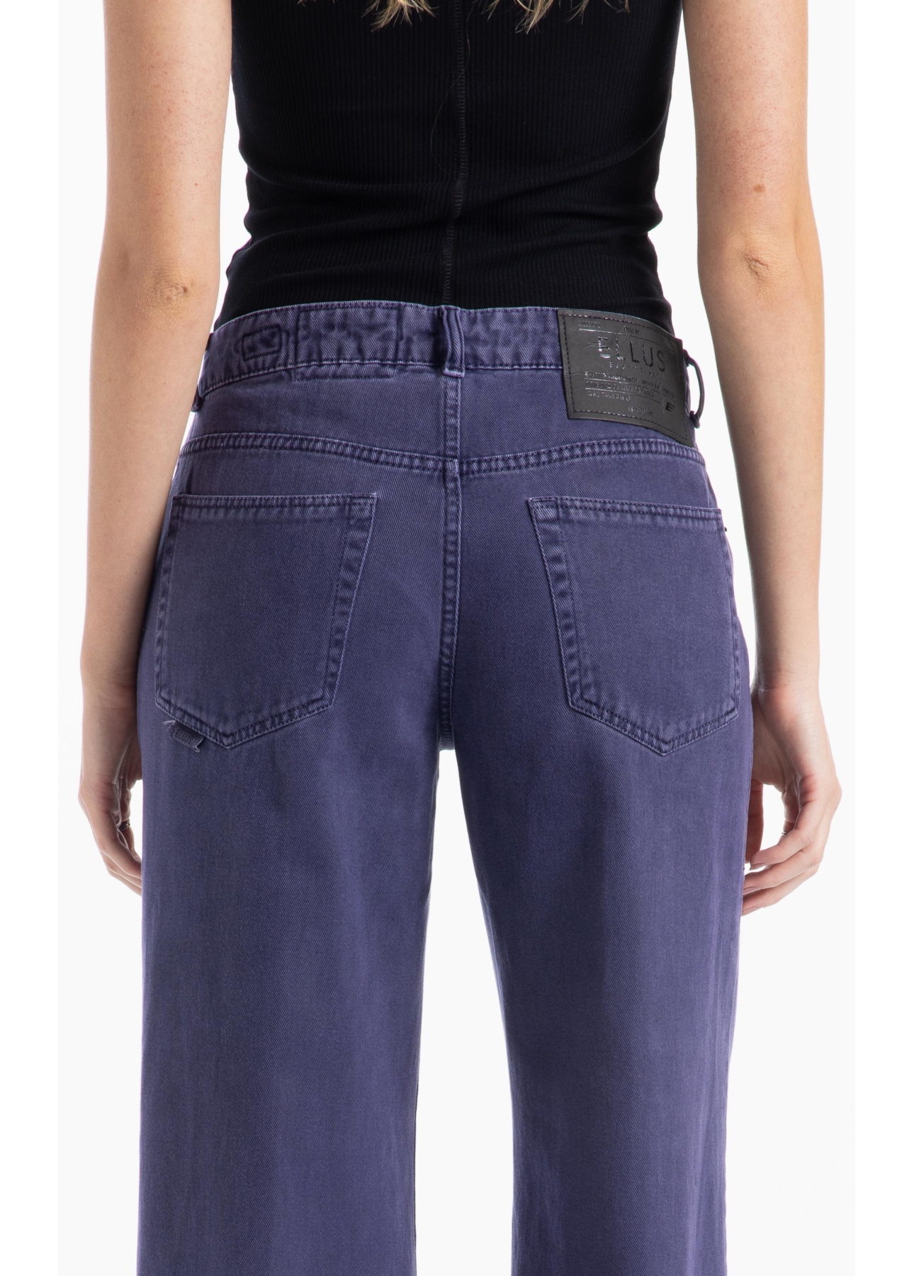 Calça White Denim Wide Leg Purple Blue