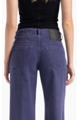 Calça White Denim Wide Leg Purple Blue
