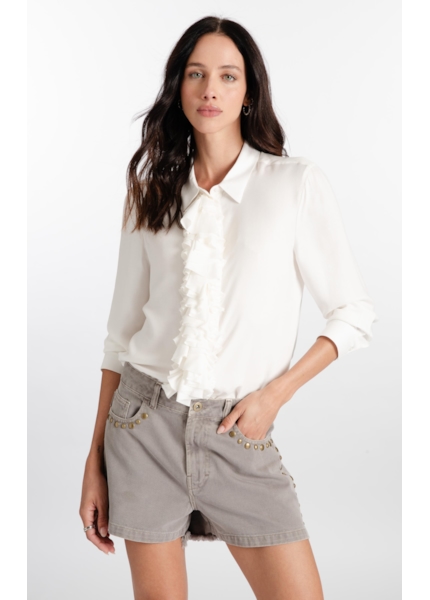 Camisa Affinity Ruffle Pepit Off White