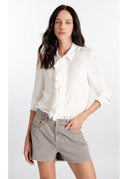 Camisa Affinity Ruffle Pepit Off White