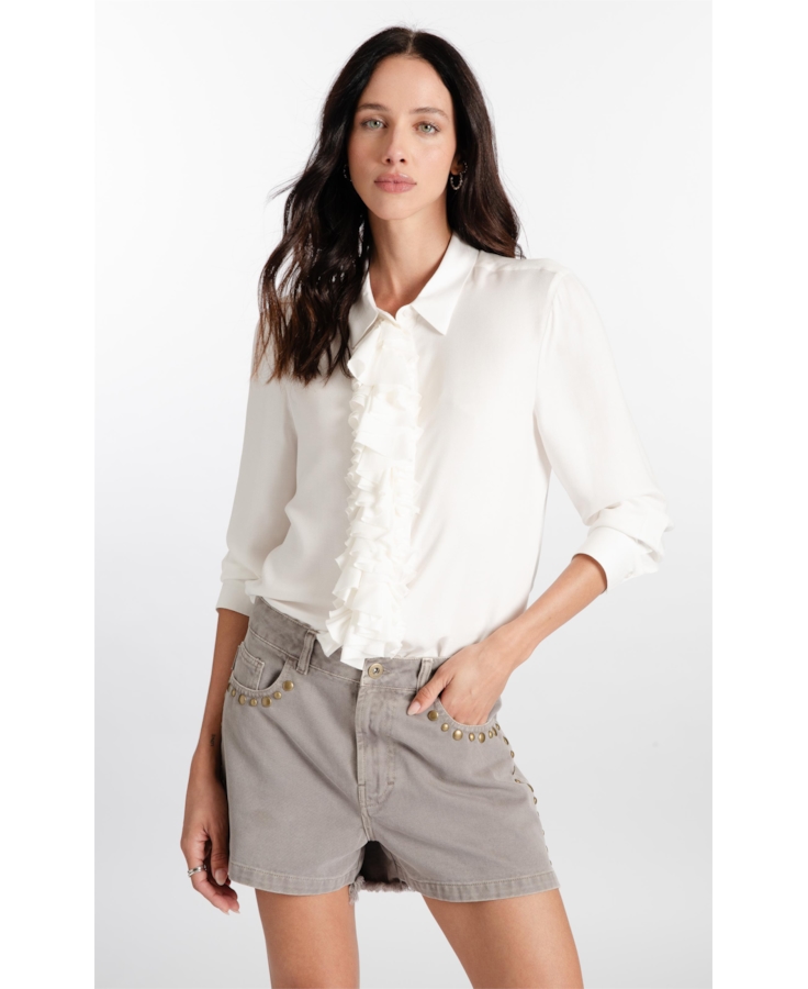 Camisa Affinity Ruffle Pepit Off White