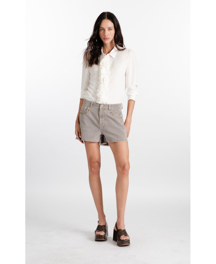 Camisa Affinity Ruffle Pepit Off White