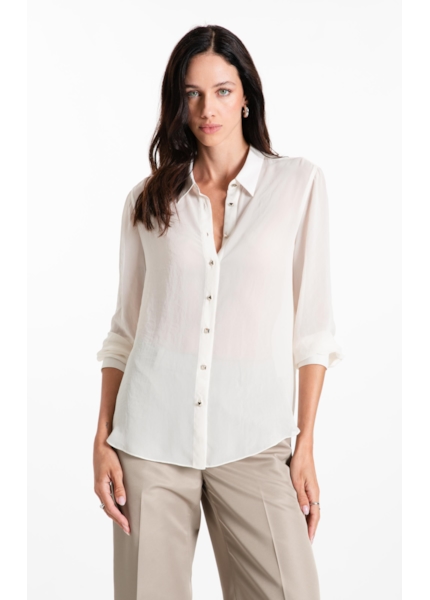 Camisa Chiffon Classic Ml Off White