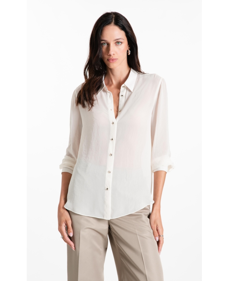 Camisa Chiffon Classic Ml Off White