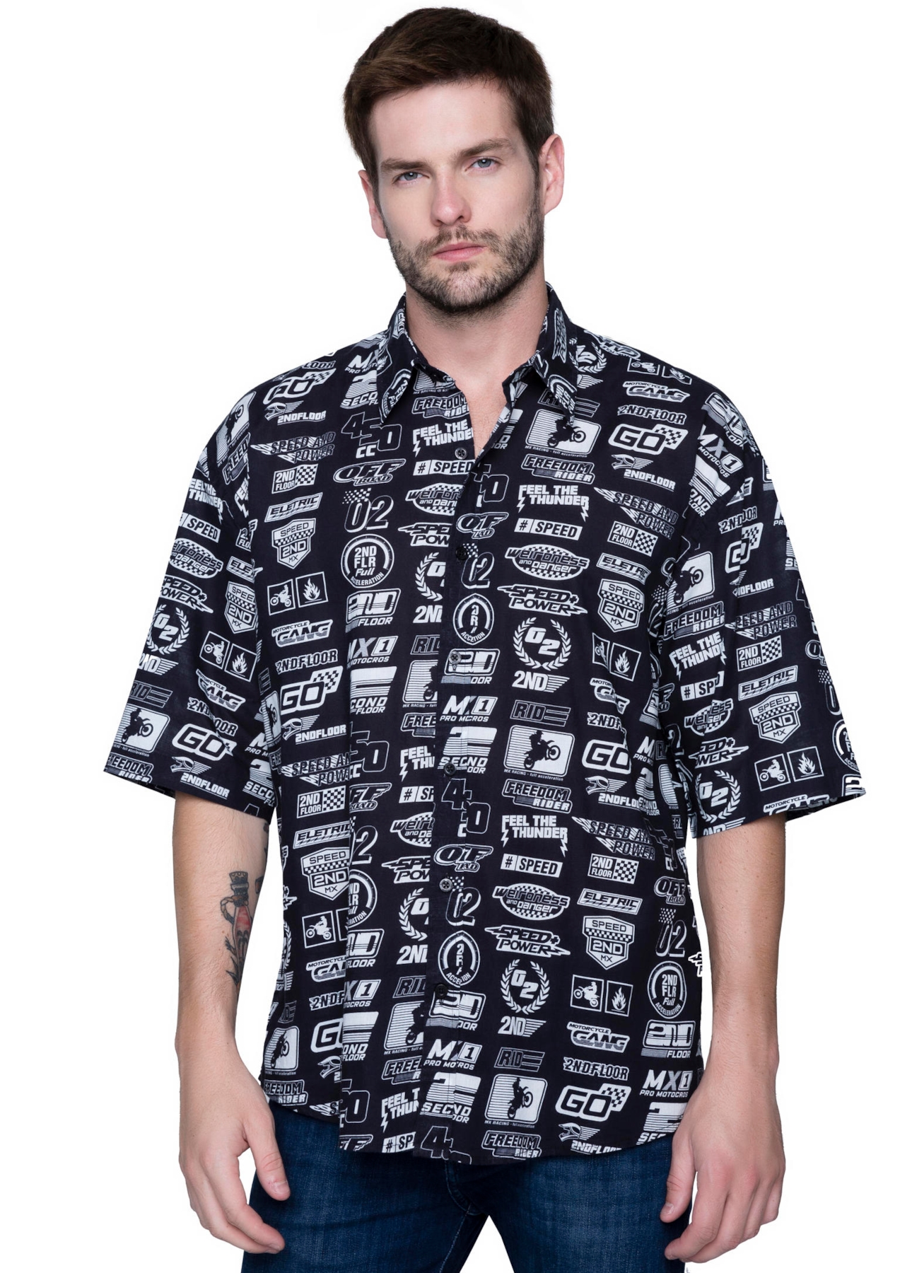 Camisa Classic Motorcycle Patches Padrao 1