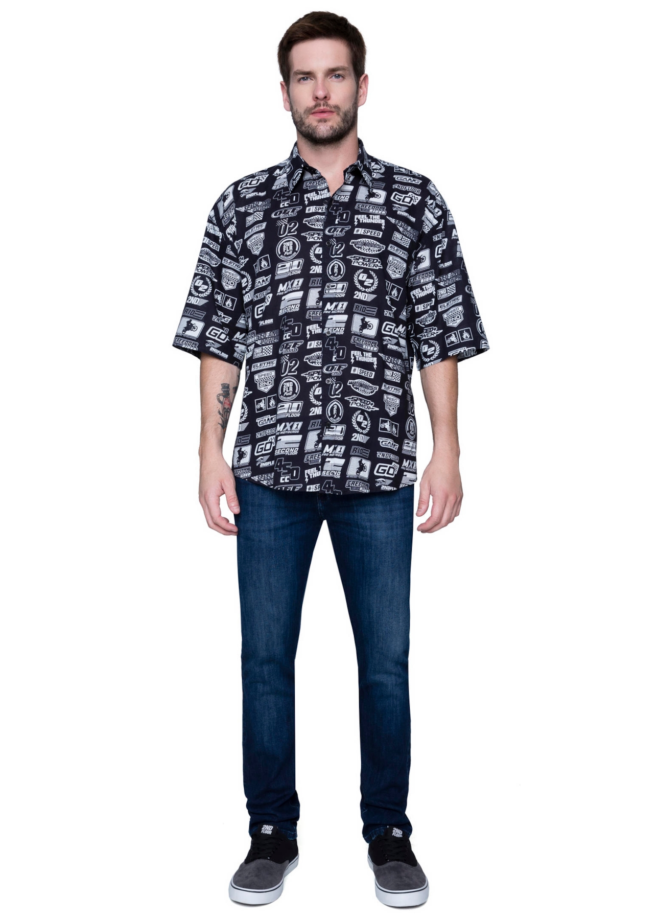 Camisa Classic Motorcycle Patches Padrao 1