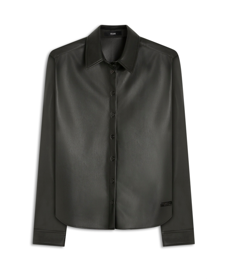 Camisa Comfort Vegan Leather Preto
