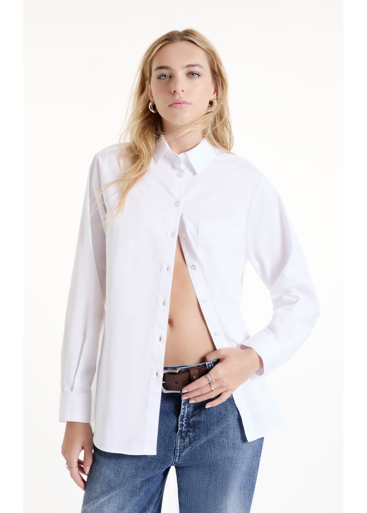 Camisa Cotton Acetinado Fluid Branco