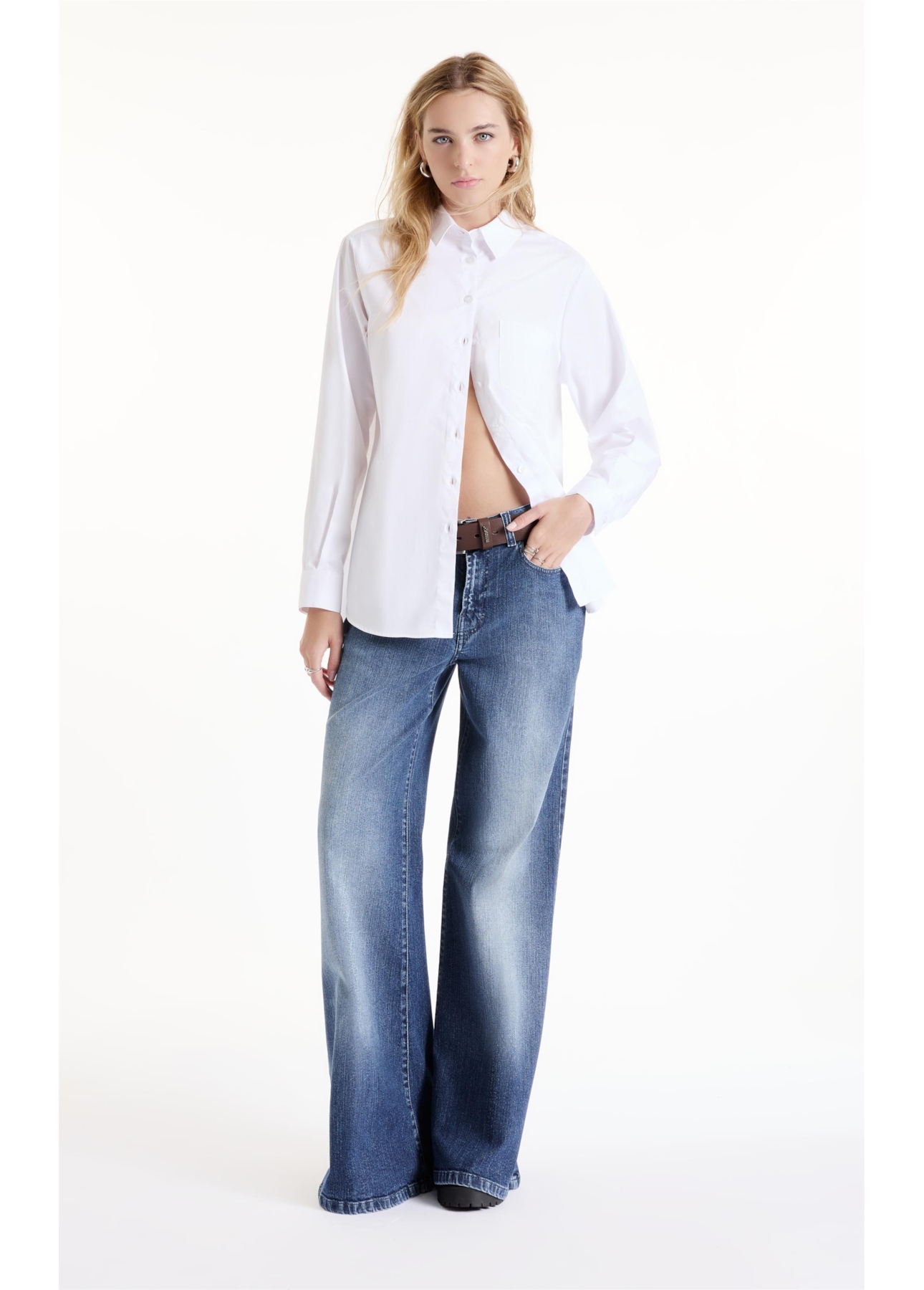 Camisa Cotton Acetinado Fluid Branco