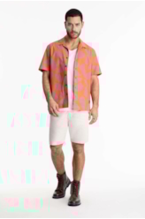 Camisa Cotton Blur Folhagem American Laranja