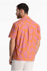 Camisa Cotton Blur Folhagem American Laranja