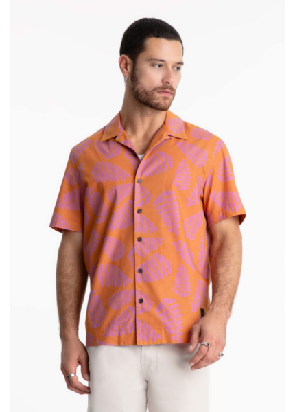 Camisa Cotton Blur Folhagem American Laranja