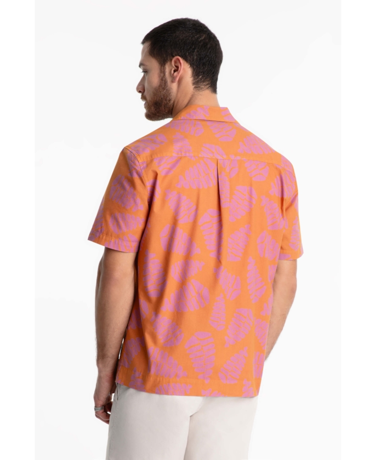 Camisa Cotton Blur Folhagem American Laranja