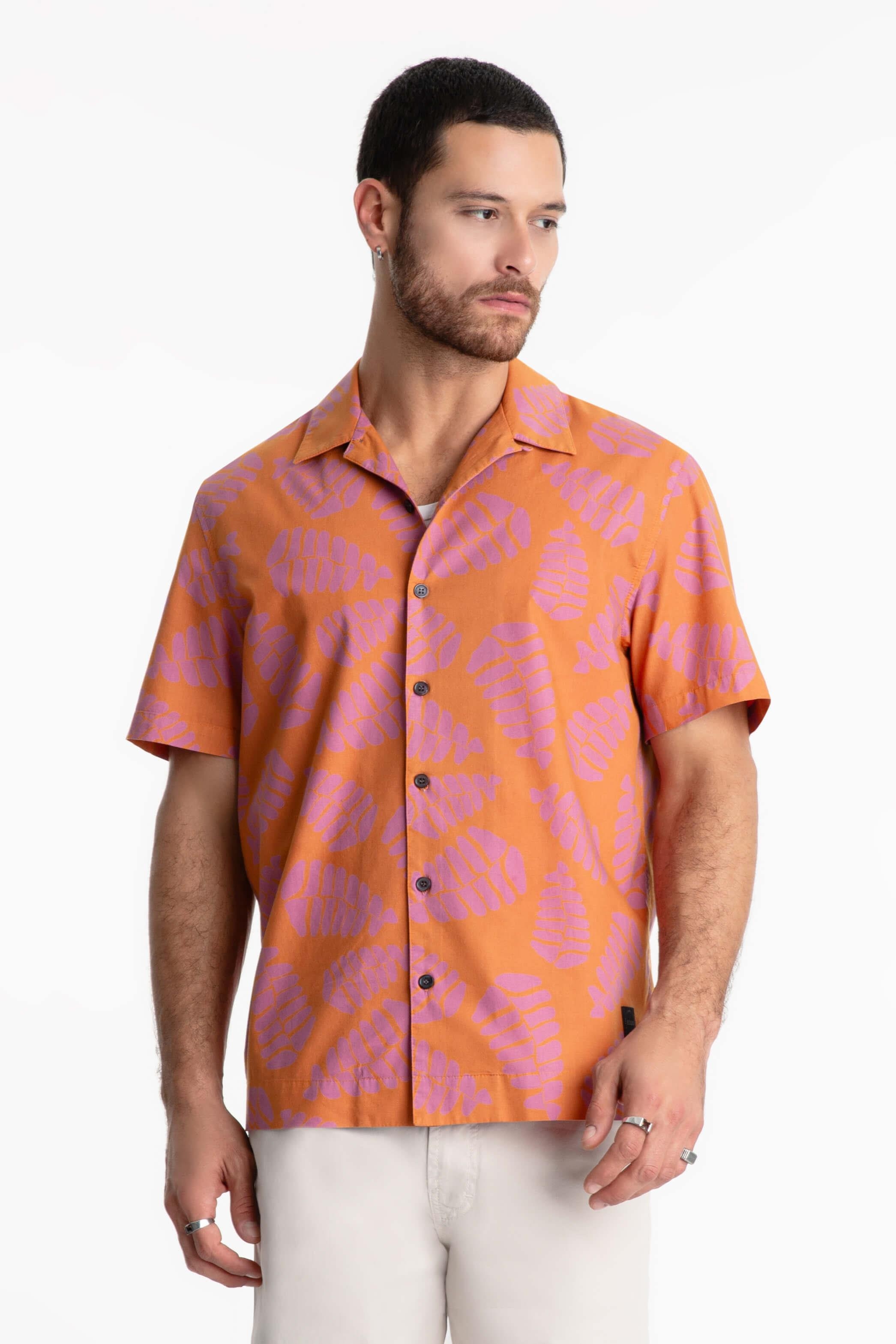 Camisa Flowers Mix American Laranja