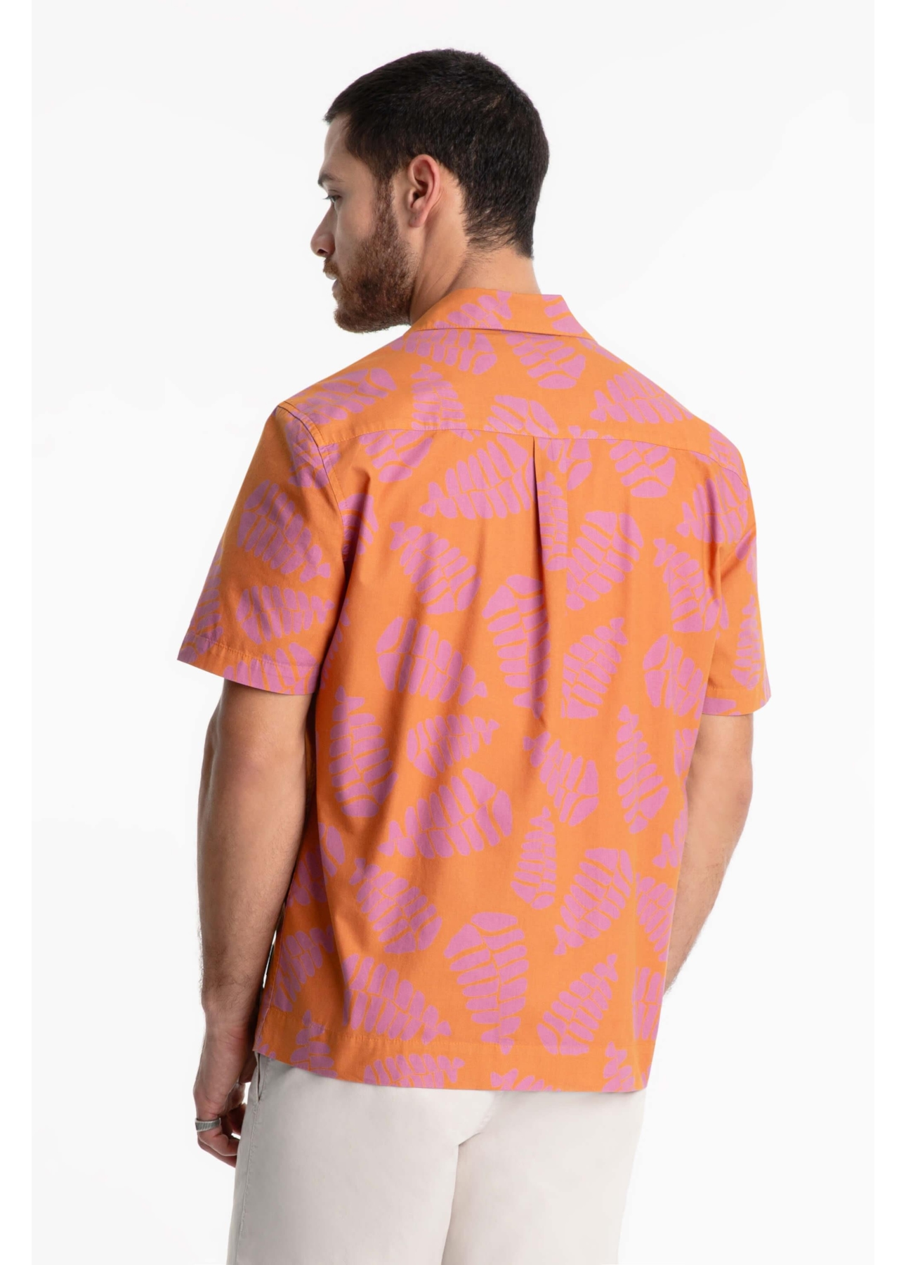 Camisa Cotton Blur Folhagem American Laranja