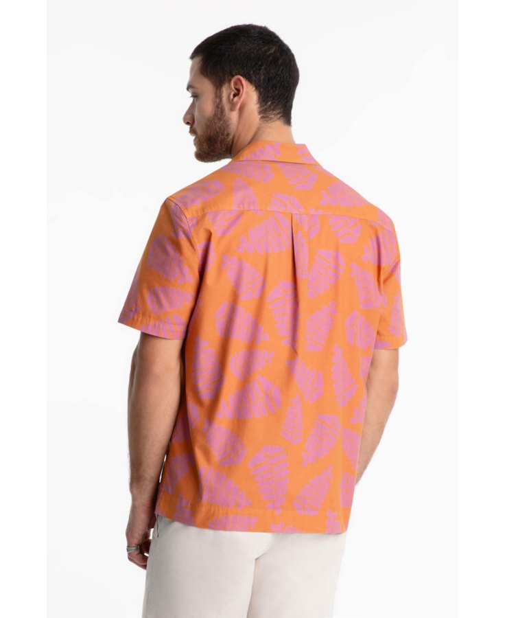 Camisa Cotton Blur Folhagem American Laranja