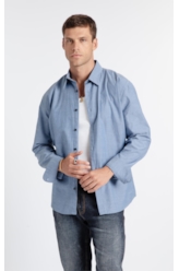 Camisa Cotton Chambray Classic Irish Ml Azul Jeans