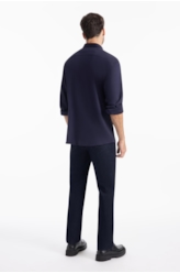 Camisa Cotton Hermes Slim Marinho