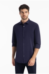 Camisa Cotton Hermes Slim Marinho