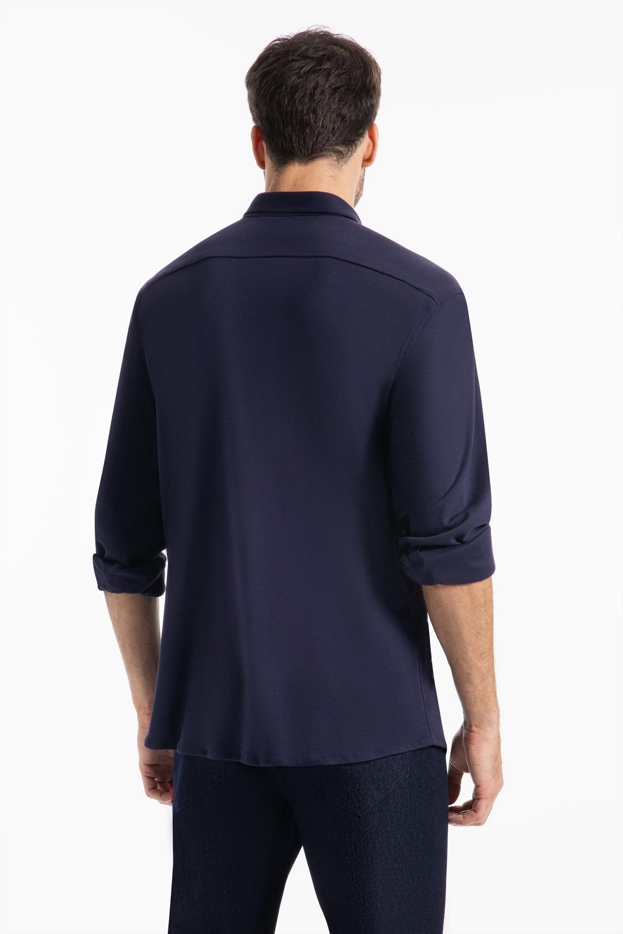 Camisa Cotton Hermes Slim Marinho