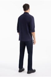 Camisa Cotton Hermes Slim Marinho
