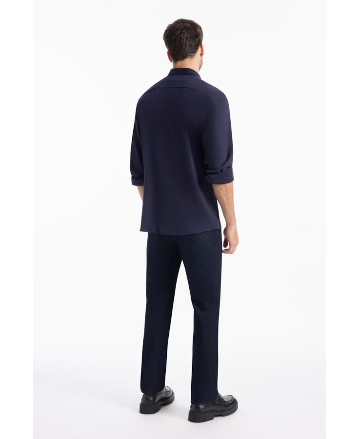 Camisa Cotton Hermes Slim Marinho
