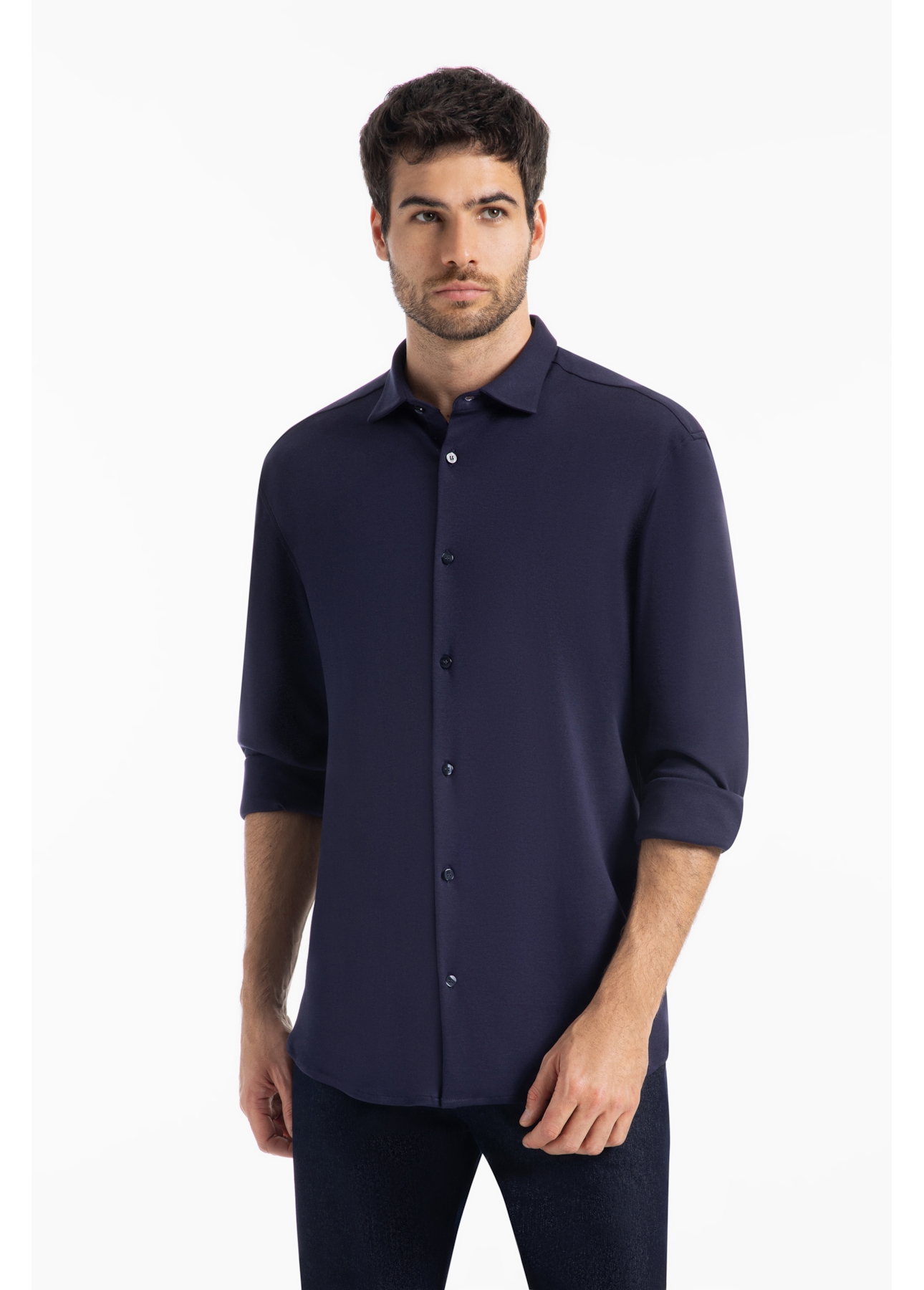 Camisa Cotton Hermes Slim Marinho