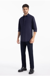Camisa Cotton Hermes Slim Marinho