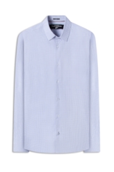 Camisa Cotton Ly Xadrez Monza Slim Xangai Azul Claro Mescla