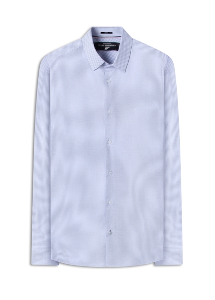 Camisa Cotton Ly Xadrez Monza Slim Xangai Azul Claro Mescla