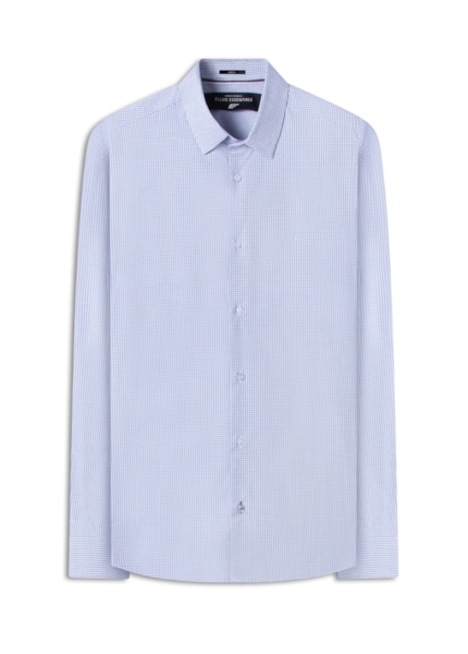 Camisa Cotton Ly Xadrez Monza Slim Xangai Azul Claro Mescla