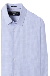 Camisa Cotton Ly Xadrez Monza Slim Xangai Azul Claro Mescla