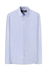 Camisa Cotton Ly Xadrez Monza Slim Xangai Azul Claro Mescla