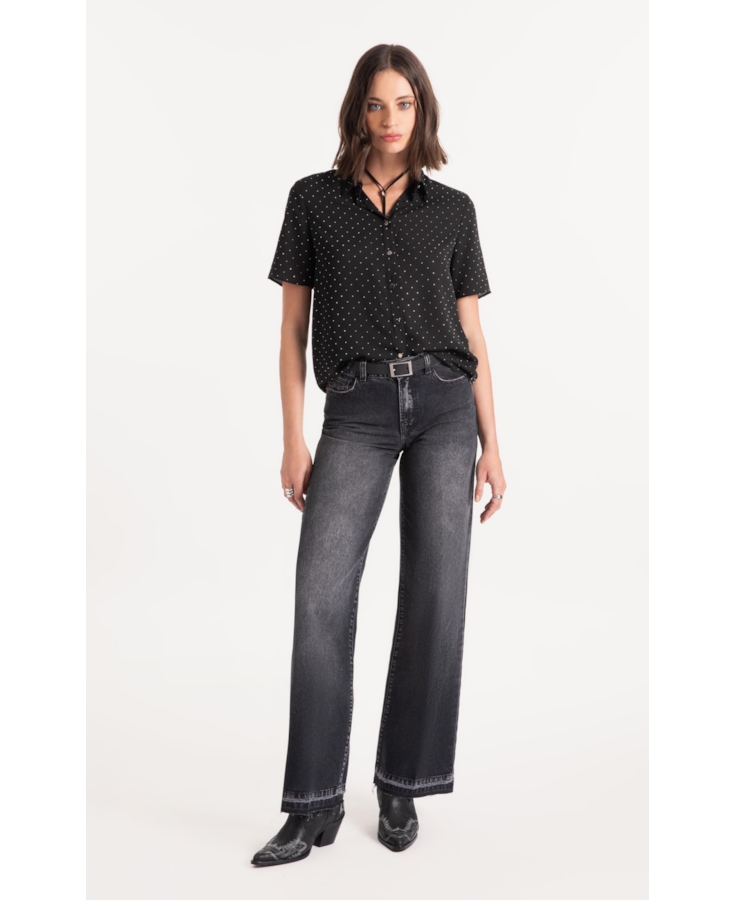 Camisa Crepe Petit Preto