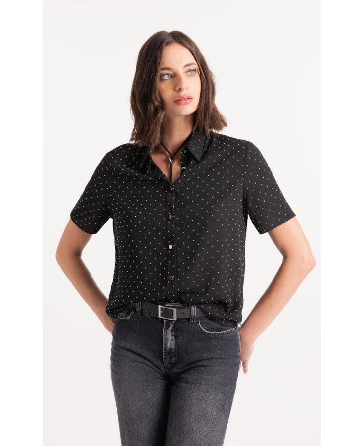 Camisa Crepe Petit Preto