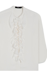 Camisa Crepe Visco Ruffle Shirt Off White